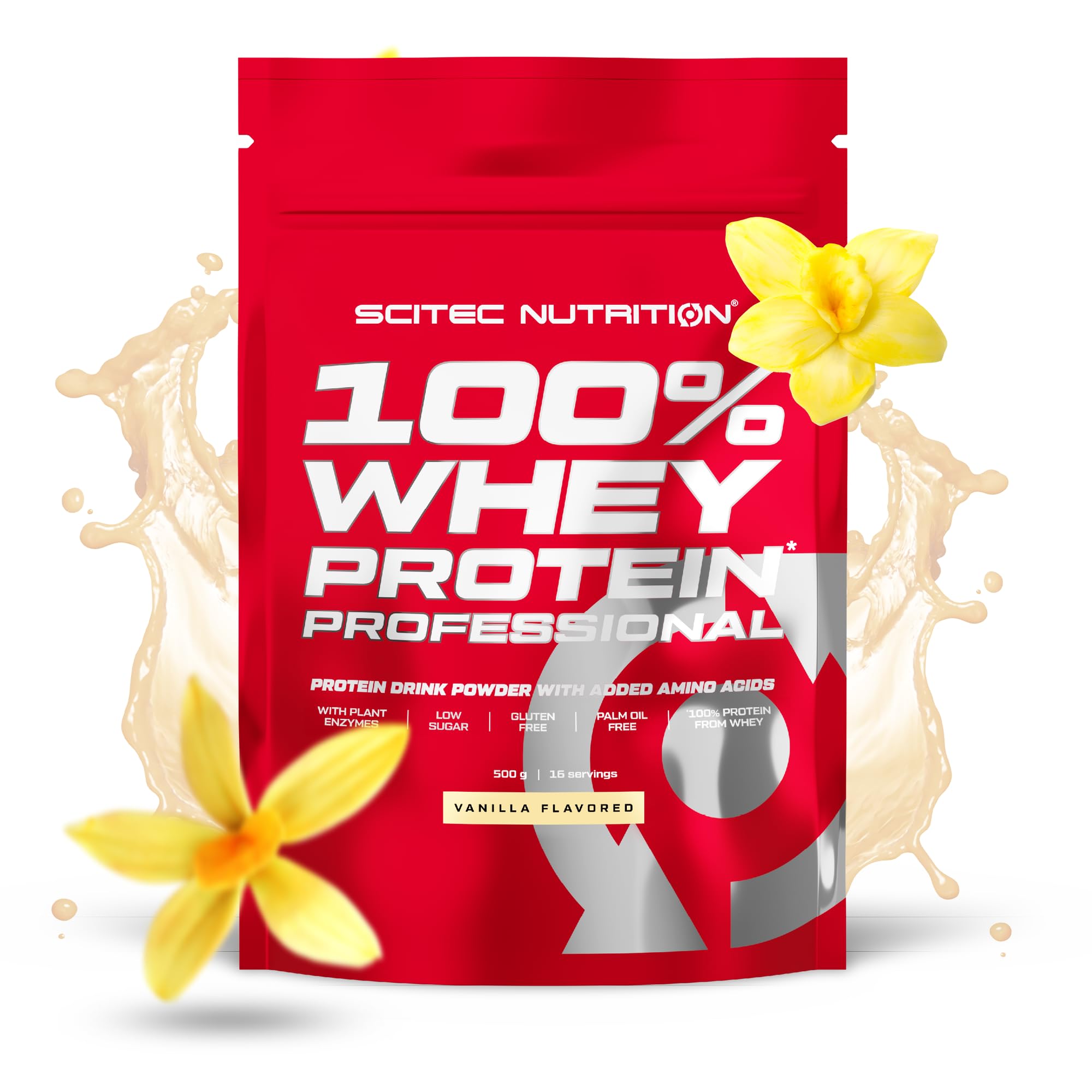 Scitec Nutrition 100% Whey Protein Professional โ Enhanced with Extra Amino Acids & Digestive Enzymes โ Gluten-Free โ Palm Oil Free, 500 g, Vanilla โ image 1