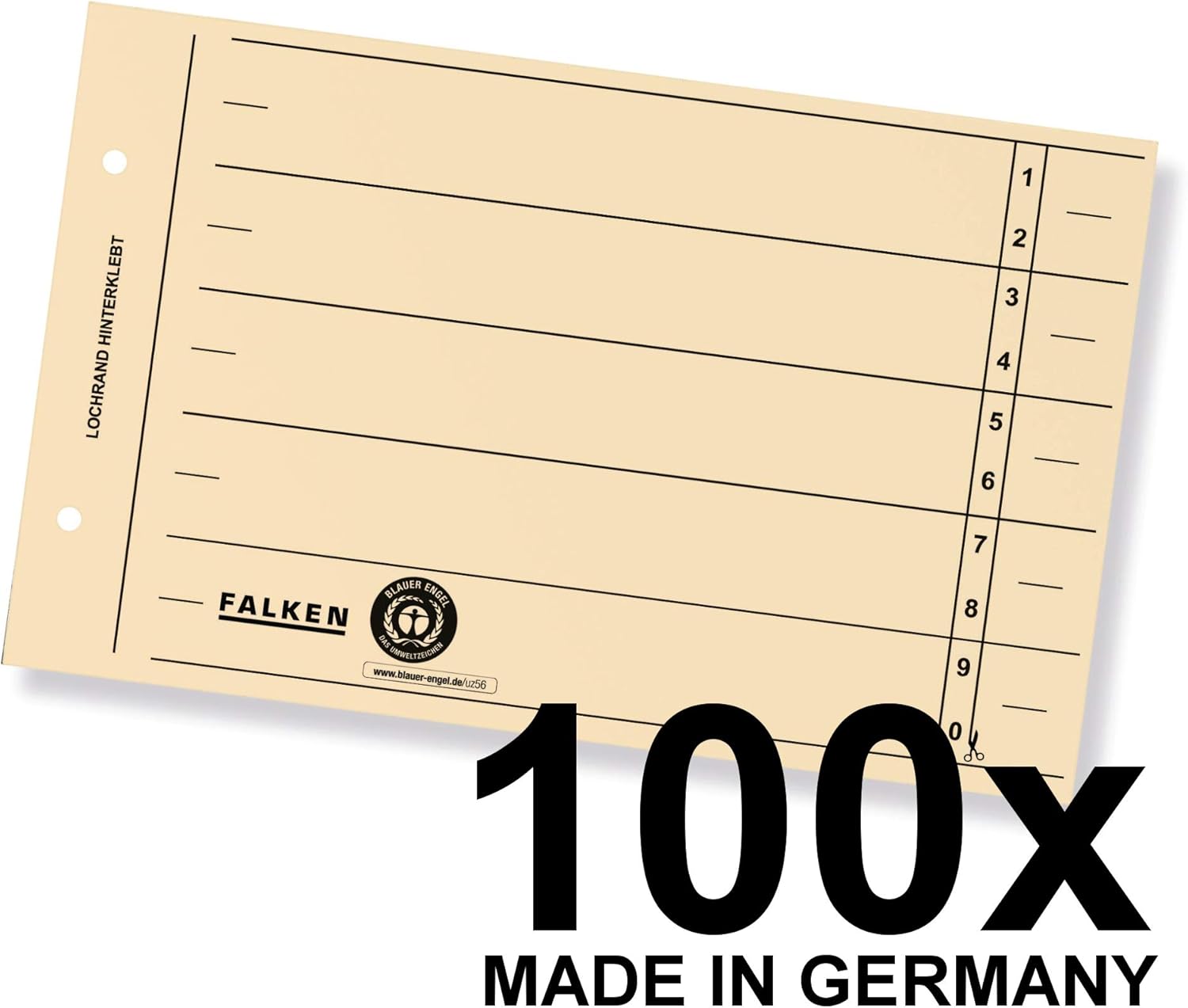 Original Falken 100 pack of dividers. Made in Germany. Made of recycled cardboard for DIN A5 landscape light chamois dividers dividers folders register calendars Blue Angel - Image 3