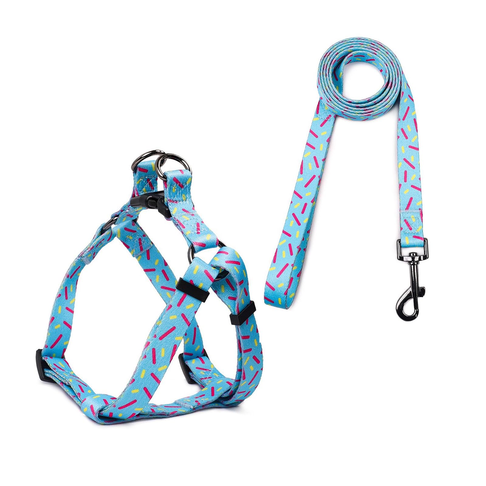 Cosyhome London Dog Harness Leash Set, Breathable,Adjustable,Dog Lead and Harness No Pull Small Medium Large dog(blue chips, M)