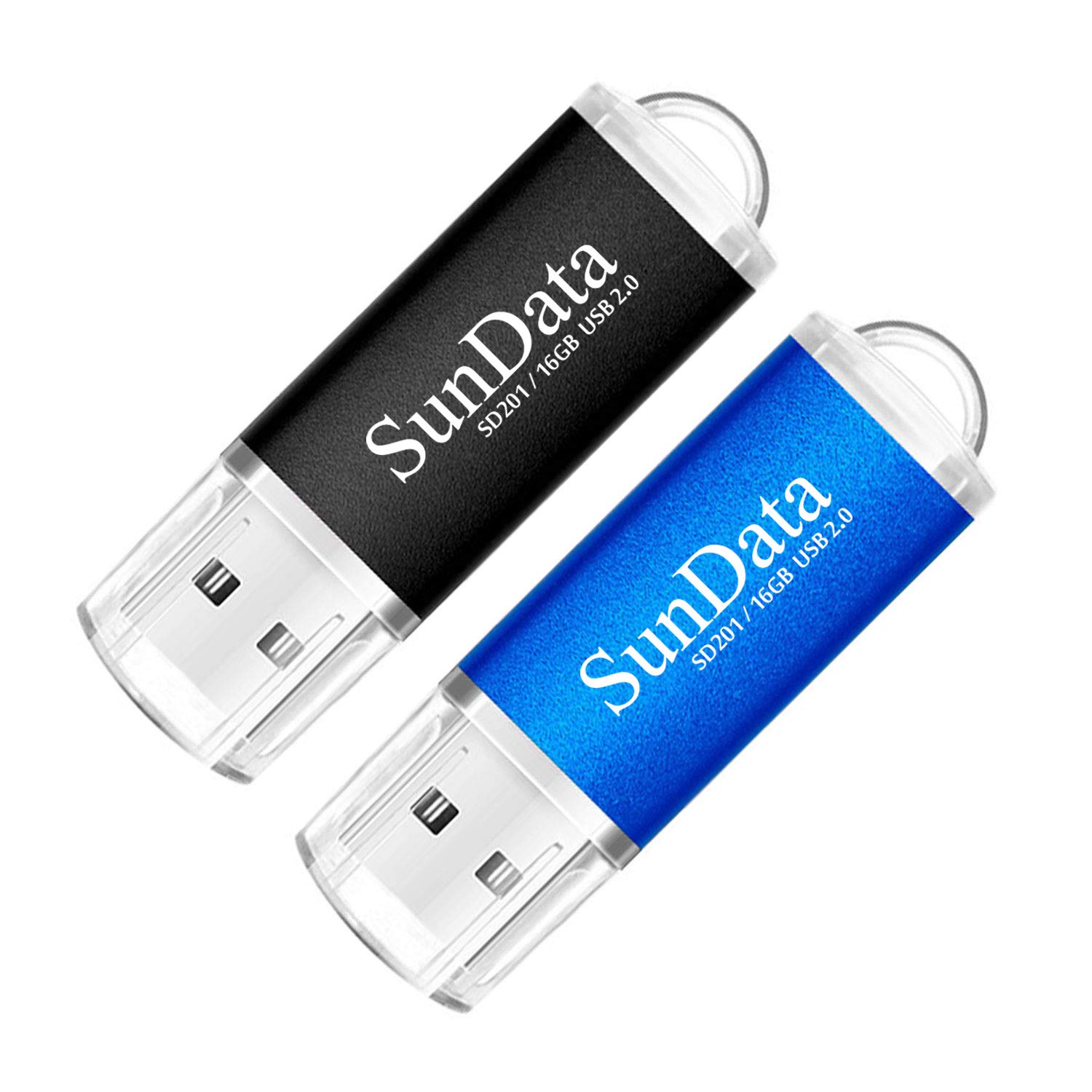 SunData USB Stick 16 GB USB 2.0 Flash Drive Memory Stick – Pack of 2 : Black and Blue