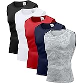 Holure Men's 5 Pack Compression Tank Tops Athletic Muscle Tee Fitness Bodybuilding Sleeveless T-Shirt