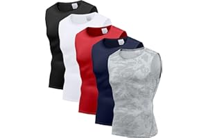 Holure Men's 5 Pack Compression Tank Tops Athletic Muscle Tee Fitness Bodybuilding Sleeveless T-Shirt