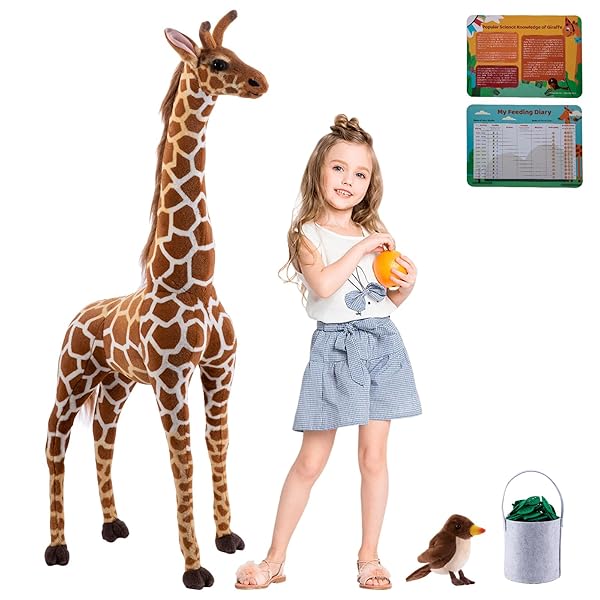 OHKIDS 47” LARGE GIRAFFE STUFFED ANIMAL SET, GIANT...