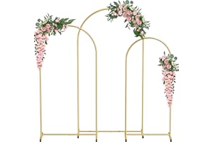 Bearfire Metal Arch Backdrop Stand Set of 3 (7.2FT,6.6FT,6FT), Upgraded Thickened Gold Wedding Arch Frame Balloon Arch Stand Wedding Arches for Ceremony Birthday Party Baby Shower Graduation Decor