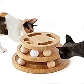 ZOMISIA Cat Ball Track Toy with Puzzle Top, Wooden Cat Toys for Indoor Cats with Spinning Balls, Interactive Large Cat Ball T