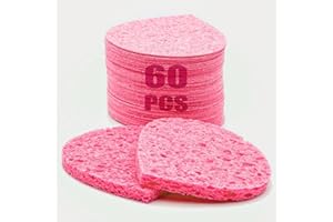GREENBOLL 60-Count Compressed Facial Sponges | 100% Natural Cosmetic Spa Sponges for Facial Cleansing | Exfoliating Mask | Makeup Remover | Face Scrubber (Drop)