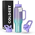 Coldest Tumbler with Handle and Straw Lid | 3 Lids Insulated Reusable Stainless Steel Water Bottle Travel Mug | Gifts for Women Him Her | Limitless Collection (46 oz, Interstellar Reef Glitter)