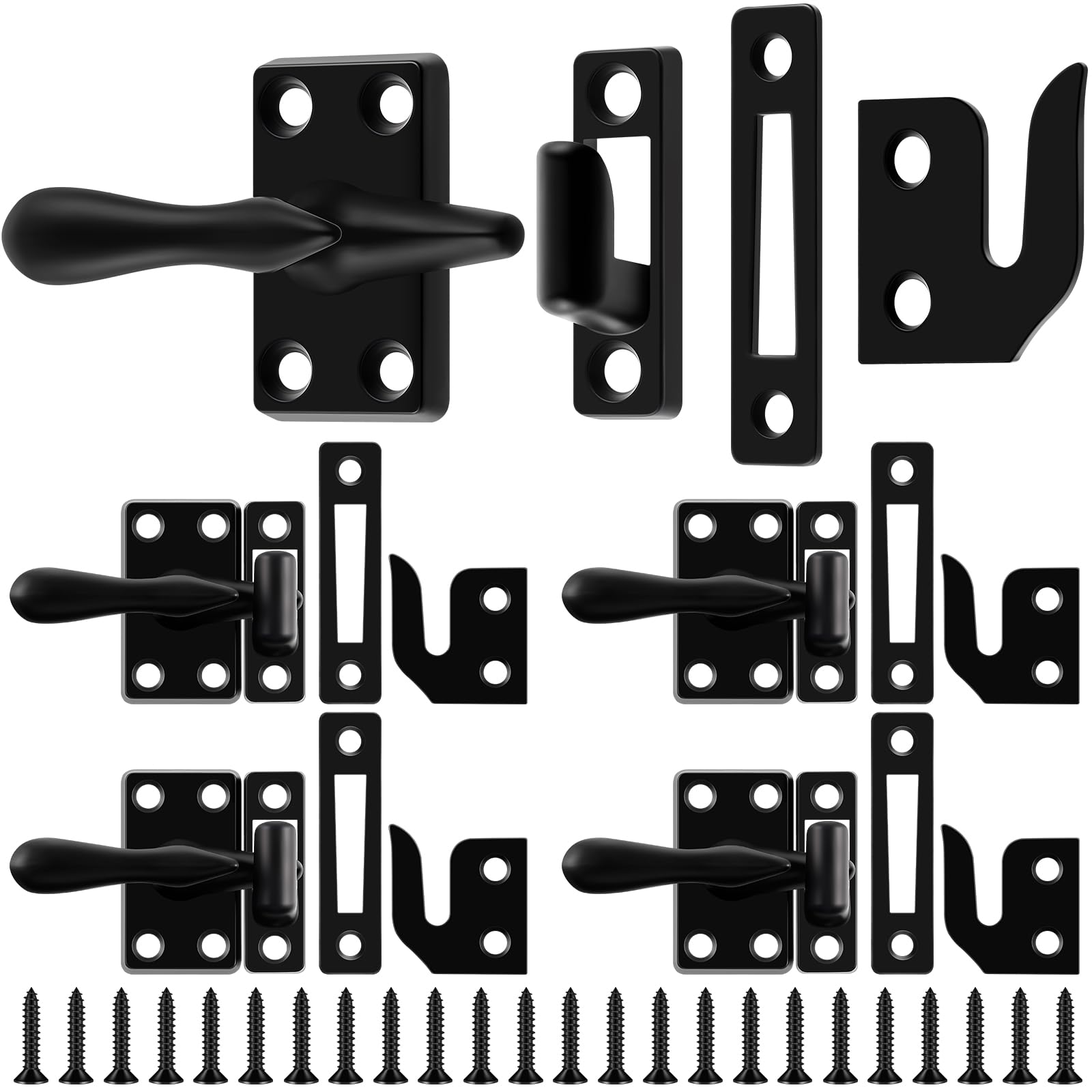 Photo 1 of Hicarer 4 Pack Casement Window Lock 1-7/8 Inch Zinc Alloy Window Sash Lock Latch Replacement for Home Casement Windows (Matte Black)