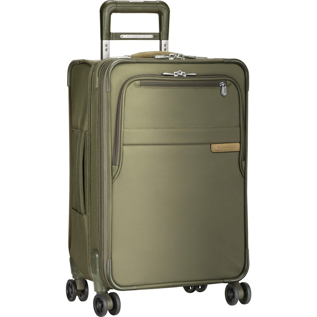 Briggs & Riley Baseline Domestic Carry-On Expandable 4 Wheel Suitcase Spinner, 56cm, 54 litres, Olive