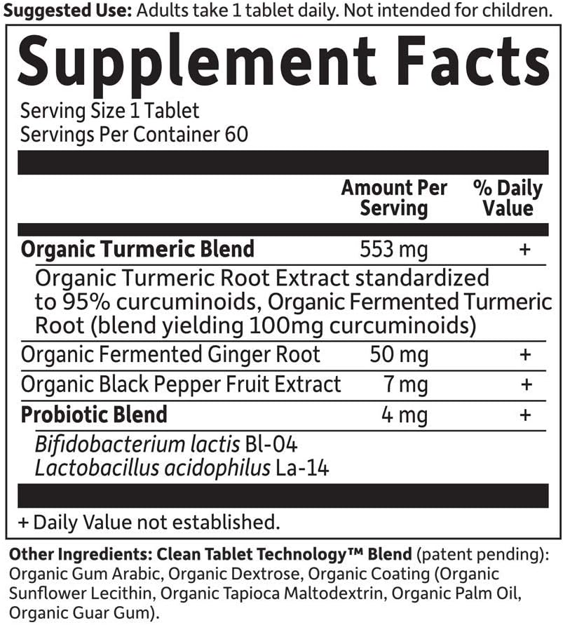 Garden of Life mykind Organics Extra Strength Turmeric Inflammatory Response 60 Tablets-100mg Curcumin (95% Curcuminoids) Black Pepper, Probiotics, Organic Non-GMO Vegan Gluten Free Herbal Supplement: Health & Personal Care
