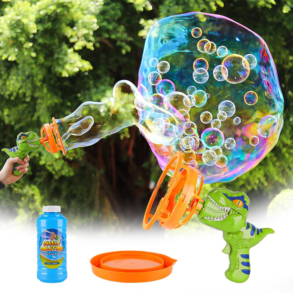Photo 1 of KADAYAYA Dinosaur Bubble Blower Bubble Machine Gun for Kids and Toddlers Fun Big Bubble Wand Outdoor Toys for 3 4 5 6 7 8 Years Old Boys and Girls(Green)