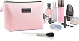 Maange Small Cosmetic Bag 2 Pcs Travel Makeup Pouch Waterproof PU Leather Pink view 4