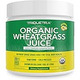 Organic Wheatgrass Juice Powder - Organically Grown in Volcanic Soil of Utah - Raw & BioActive Form, Cold-Pressed Then CO2 Dried, 20:1 Super Concentrate - Lemon (6.2 oz - 60 Servings)