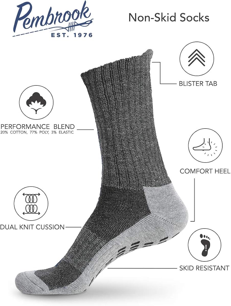 Non Skid Crew Socks - (4 Pairs) - Anti Slip Socks for Barre Yoga Pilates Maternity Pregnancy Hospital Adults Men Women: Clothing