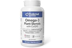 Preferred Nutrition Omega-3 Fish Oil with Plant Sterols & CoQ10, 120 Softgels - Omega 3 Supplement, Helps to Support Cardiova