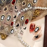 Gothic Halloween Nail Stickers, Ghost Snake Bat Crow Cross Nail Decals | These Nail Decals Have Ornate Gilded Frames And Spooky Motifs These Nail Stickers For Nail Art Create Dark Gothic Nail Styles