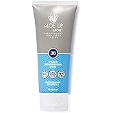 Aloe Up Sport Sunscreen Lotion SPF 30 - Broad Spectrum UVA/UVB Sunscreen Protector for Face and Body - With Hydrating Aloe Vera Gel - Non-Greasy - No White Cast - Reef Safe - Fragrance-Free - 3 Oz.