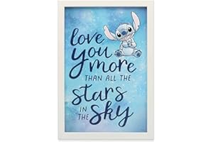 OPEN ROAD BRANDS Disney Lilo and Stitch Love You More Framed Wood Wall Decor - Adorable Stitch Wall Art for Kids' Bedroom or Movie Room