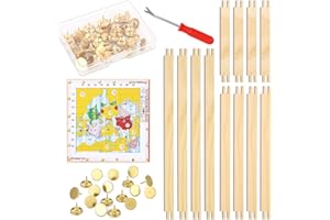 MTWENWENZY 12 PCS Stretcher Bars for Needlework 3 Sizes Wooden Canvas Needlepoint Stretcher Bars with 40 Thumb Tacks and Tacks Remover for Needlepoint Embroidery Stitch Frame Set Bundle with Crafts