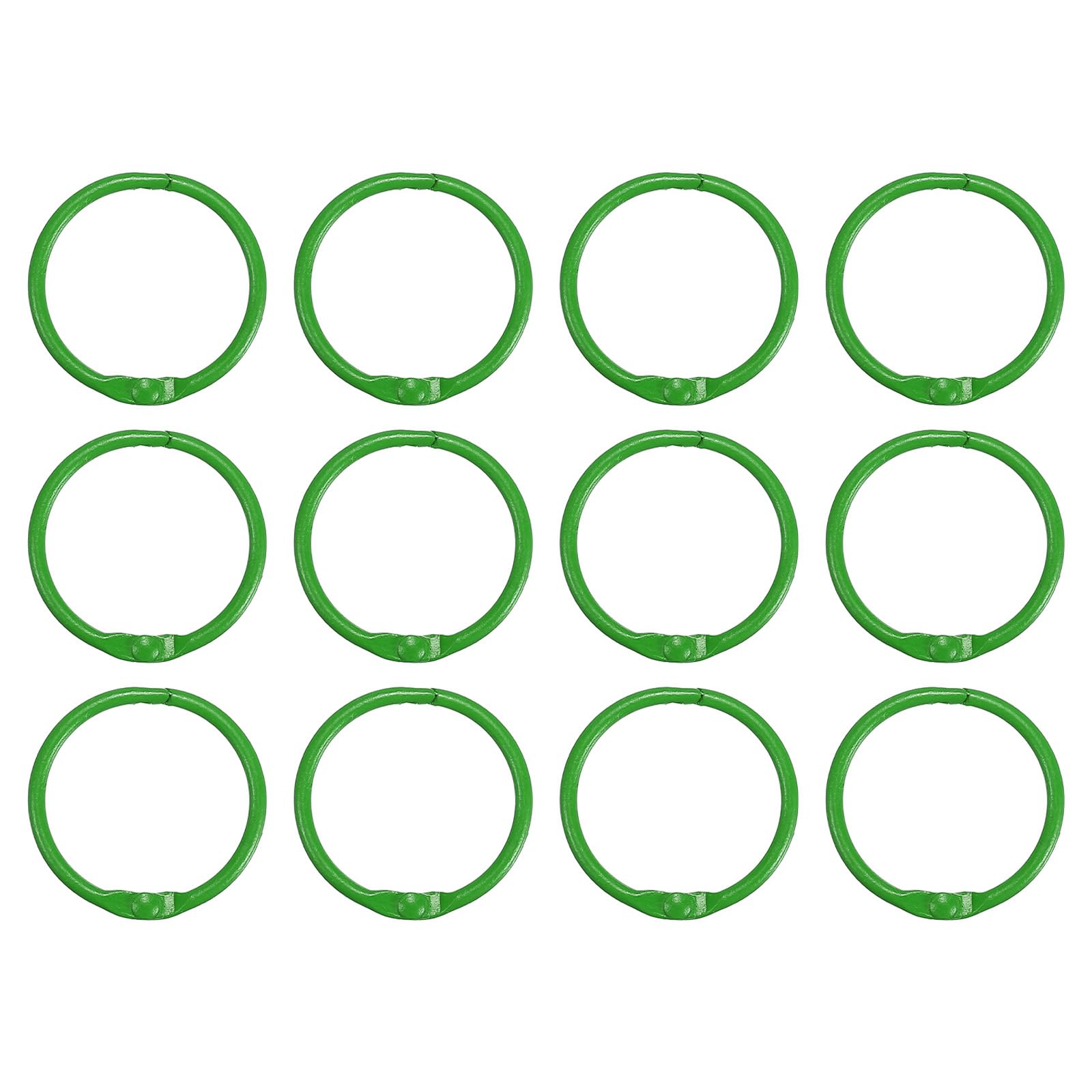 PATIKIL 1.2 Inch Loose Leaf Binder Rings, 12 Pack 2.2mm Metal Flash Card Book Binding Rings for Key Chain Index Card Scrapbooks, Green