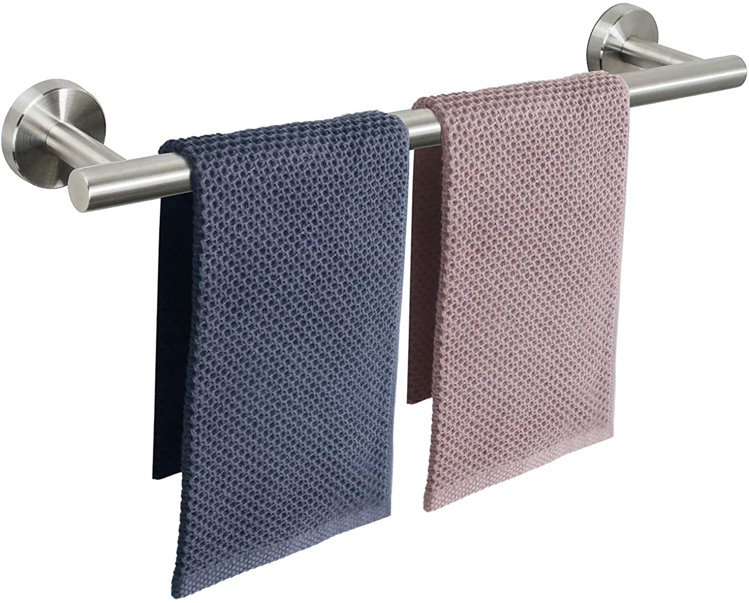 NearMoon Bath Towel Bar, Thicken Stainless Steel Shower Towel Rack Holder Wall Mounted for Bathroom, 26-lnch Overall Length-24-lnch Usable Hanging Space (1 Pack, Brushed Nickel)