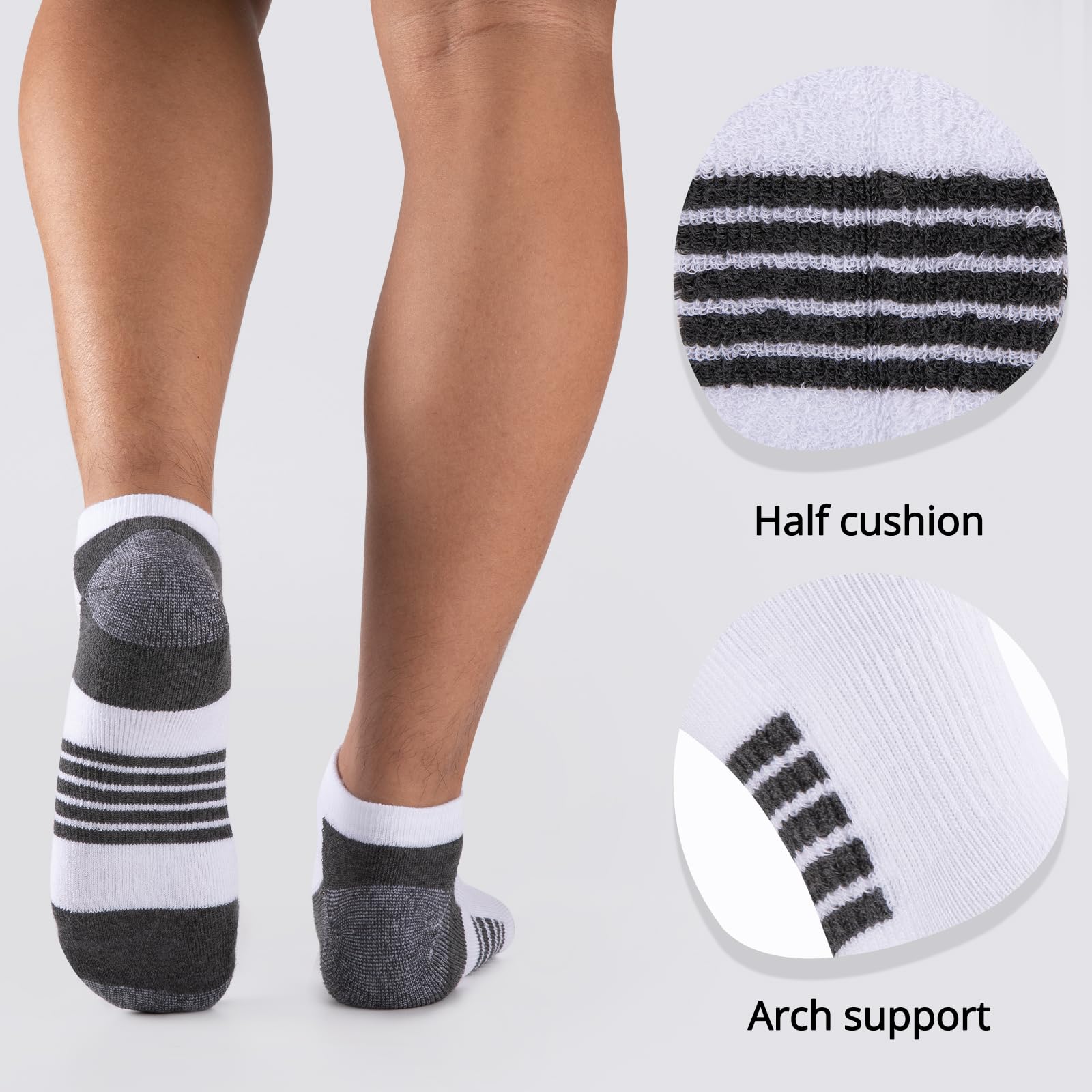 COOVAN 10 Pairs Mens Ankle Socks Men 10 Pack Low Cut Comfort Cushion Casual Socks