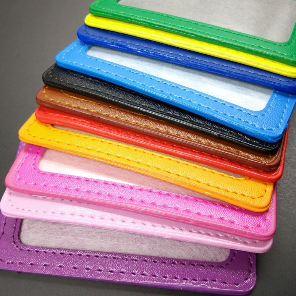 yueton Pack of 10 PU Leather ID Badge Card Holder with Retractable ID Badge Reel : Office Products