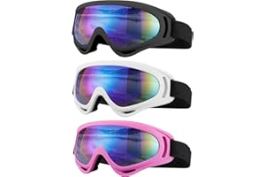SixYard Ski Goggles, Motorcycle Goggles, 3 Pack Snowboard Snow Goggles for Men Women Adult Youth