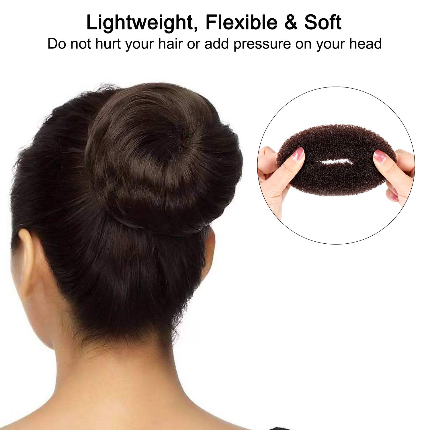 Hair Bun Maker Kit, YaFex Donut Bun Maker 4 Pieces(1 Large, 2 Medium and 1 Small), 5 Pieces Elastic Hair Ties, 20 Pieces Hair Bobby Pins, Brown: Beauty