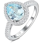 CAIDIKA 925 Sterling Silver/14K Gold Plated Heart/Square/Pear Shape Rings for Women Created Gemstone Engagement Birthday Party Jewerly(with Box)