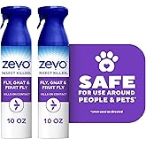 Zevo Flying Insect Bug Aerosol Spray, Kills Flies &amp; Fruit Flies, 2 Bottles | Kills Fruit Flies, Gnats, House Flies, Drain Flies, &amp; Mosquitoes Indoor &amp; Outdoor, Mint &amp; Rosemary Oil, Safe Around Pets*