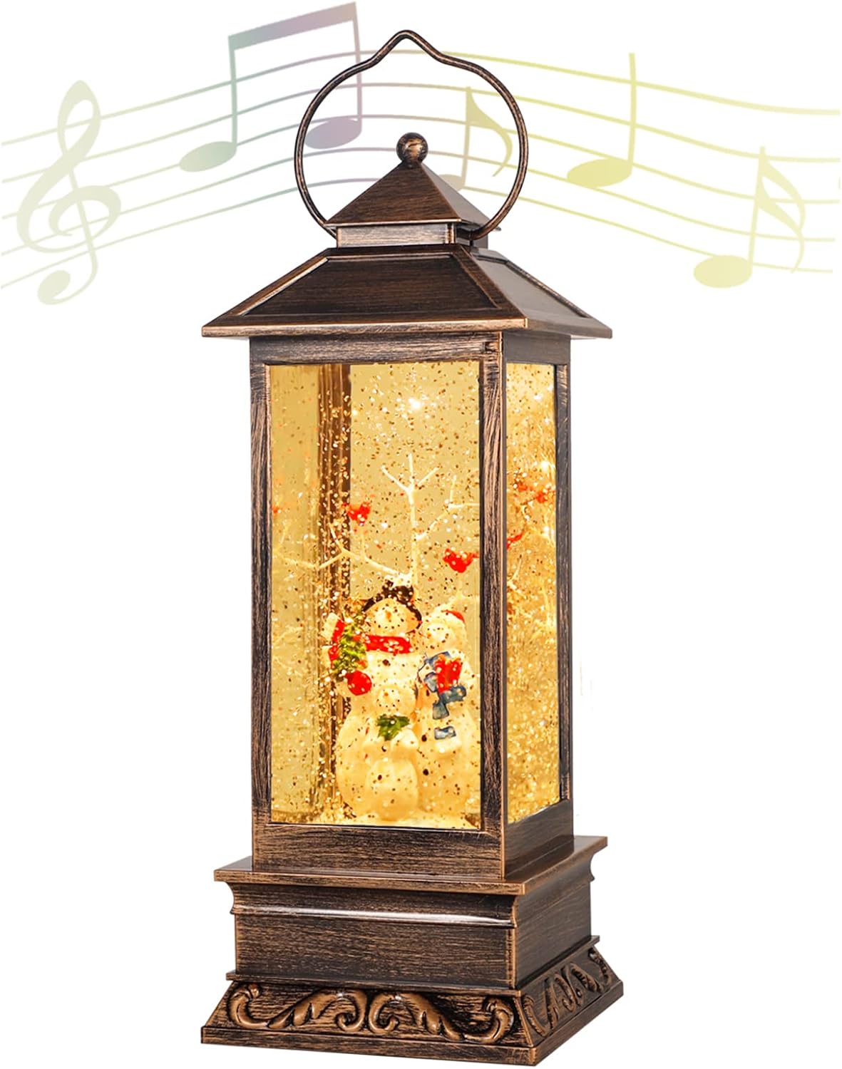 Snow Globes - Christmas Lanterns Singing Battery Operated Musical Lighted Christmas Snowman Water Snow Globe with Music Christmas Decoration and Gifts-Christmas Table Decoration