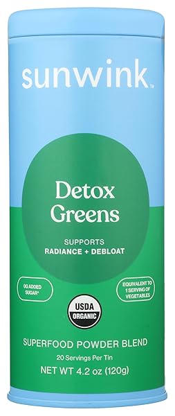 SUNWINK ORGANIC DETOX GREENS SUPERFOOD MIX, 4.2 OZ