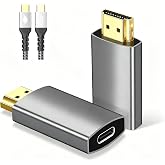 XinYaa USB C Female to HDMI Male Adapter with USB-C Video Cable, 4K@60Hz | UniDirectional USB Type C Source to HDMI 2.0 Display Converter Thunderbolt 3/4 to HDM-I for i-/Phone 17 MacBok Pro-1 Pack