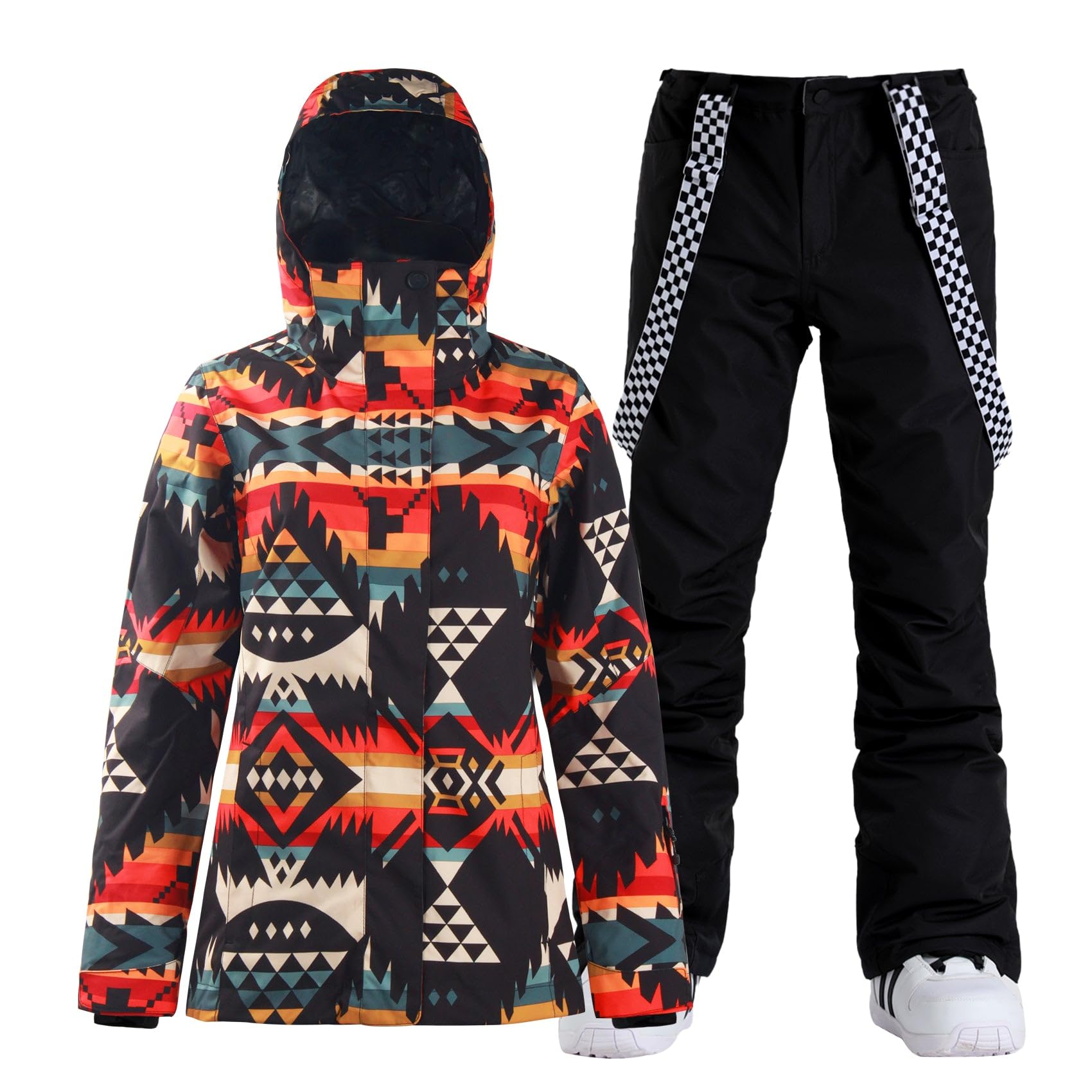 Photo 1 of GSOU SNOW Womens Ski Jacket and Pants Snowsuit Snowboard Jacket Snow Coat Ski Outfits for Women Waterproof Windproof