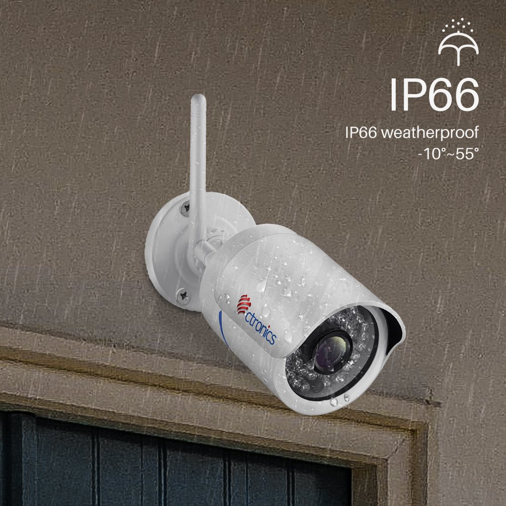 Ctronics drahtlose IP Kamera Überwachungskamera für den Outdoor Wlan Cam mit WiFi,720p HD,Nachtsicht,Bewegungserkennung,Email-Alarm für PC, Smartphone,Tablet,CMS Fernzugriff und bis 128GB SD
