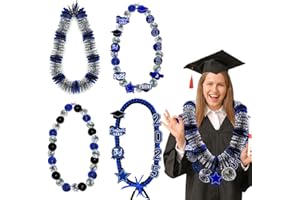 Roctocesy 2025 Graduation Money Lei, DIY Flower Sticker Pieces, Class of 2025 Ribbon Leis Necklace Kit, Congrats College Master's Degree Senior High School Grad Party Supplies Gift Set of 6