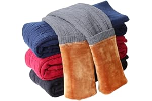 LUOUSE Girls Stretch Velvet Fleece Lined Leggings Little Kids Skinny Warm Thick Cable Knit Pants