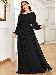 Ever-Pretty Women's Round Neck Long Lantern Sleeves