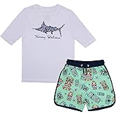 Tommy Bahama 2-Piece Swimsuit Set, Rash Guard & Swim Trunks 2-Pack Bundle Set for Boys and Toddlers