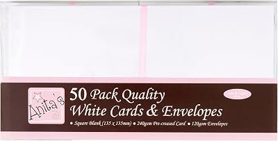 Anita's Square Blank Cards & Envelopes 135x135mm Pack of 50 White