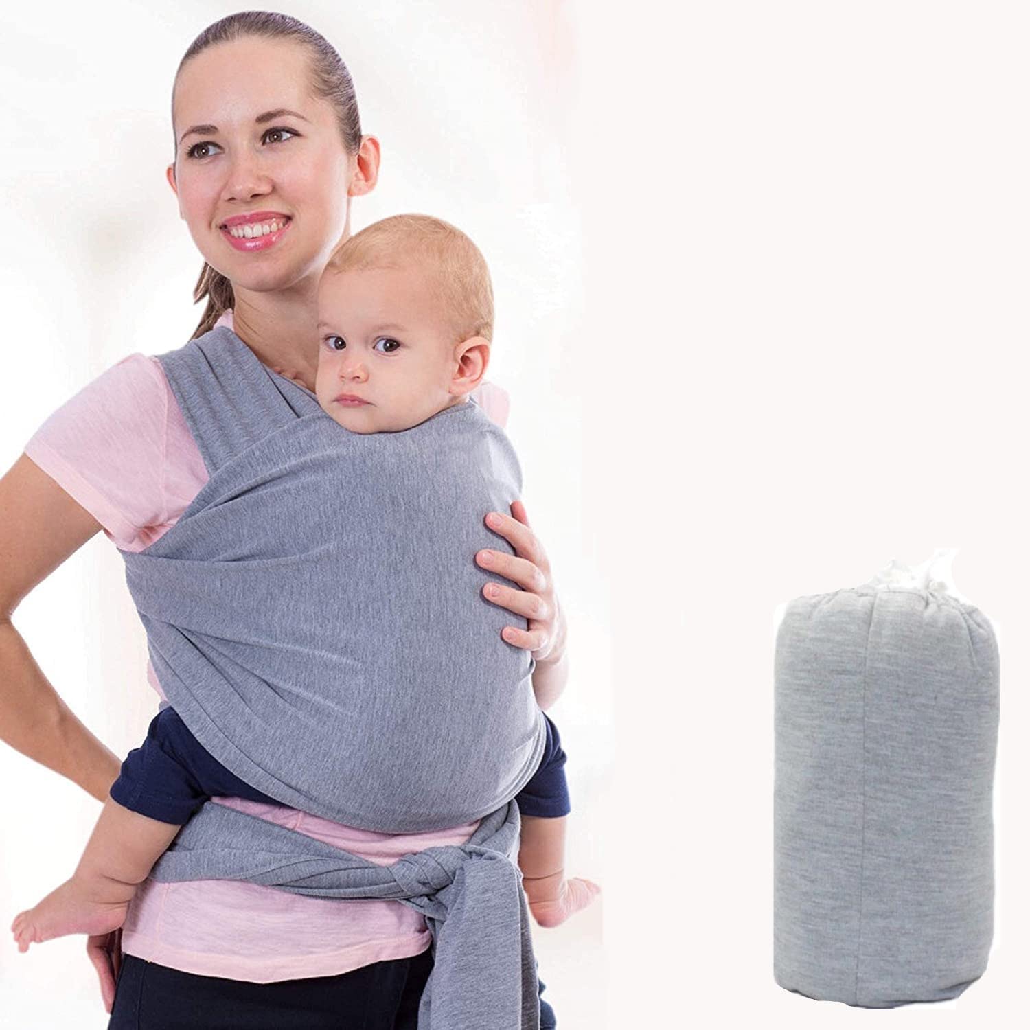 Voarge Baby Sling Wrap, Adjustable Unisex - Multi-Purpose Baby Carrier, Baby Sling Wrap Carrier from Newborns to Todder Child, Newborn Carrier Ideal for Newborns, Light Gray