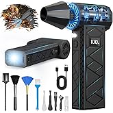 Electric Air Duster with LCD Screen & Flashlight, 180000RPM Compressed Air Duster Turbo Fan(10000mAh), High-Speed Electric Air Blower Duster with 4 Gear Wind, Jet Fan with Assist Lighting -Black