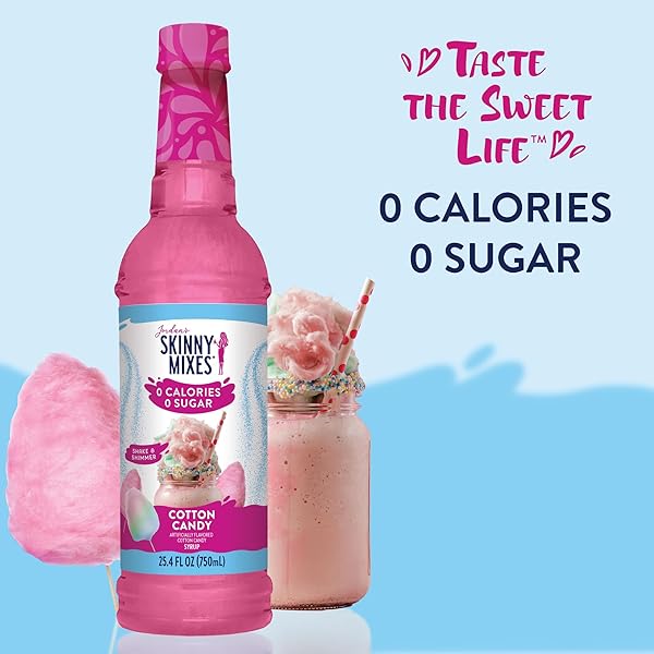 JORDAN’S SKINNY MIXES SUGAR FREE SYRUP, COTTON CANDY FLAVOR, FRUIT FLAVORED WATER ENHANCER, DRINK MIX, ICED TEA, LEMONADE, DRINKS, LOW CALORIE WATER FLAVORING, DAIRY & GLUTEN FREE, KOSHER, 25.4 FL OZ