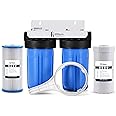 iFilters 2-Stage 10" Well Water Whole House Filtration Complete Commercial Grade System | Removes Sediment, Chlorine, Rust, Odor, Taste, Iron, Heavy Metals | Dual Stage with 1" Ports