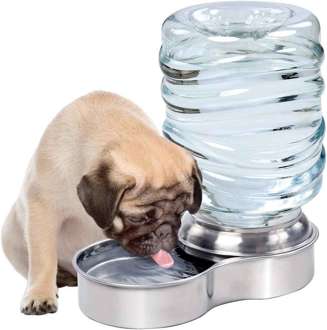 large stainless steel dog waterer