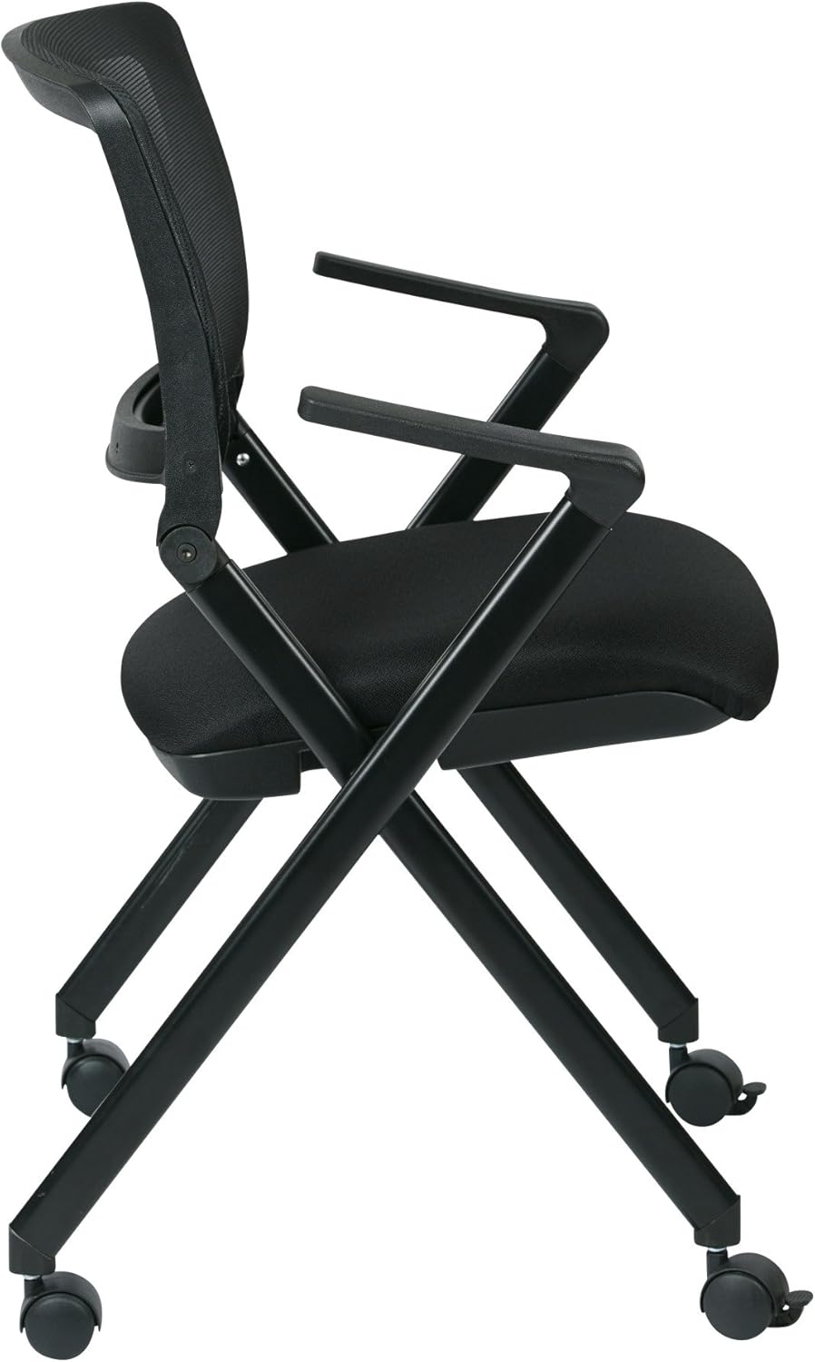 2 Pack Office Star Breathable Flexible Mesh Back Folding Nesting Chair With Padded Fabric Seat And Casters Black With Titanium Frame Home Kitchen Furniture Fcteutonia05 De