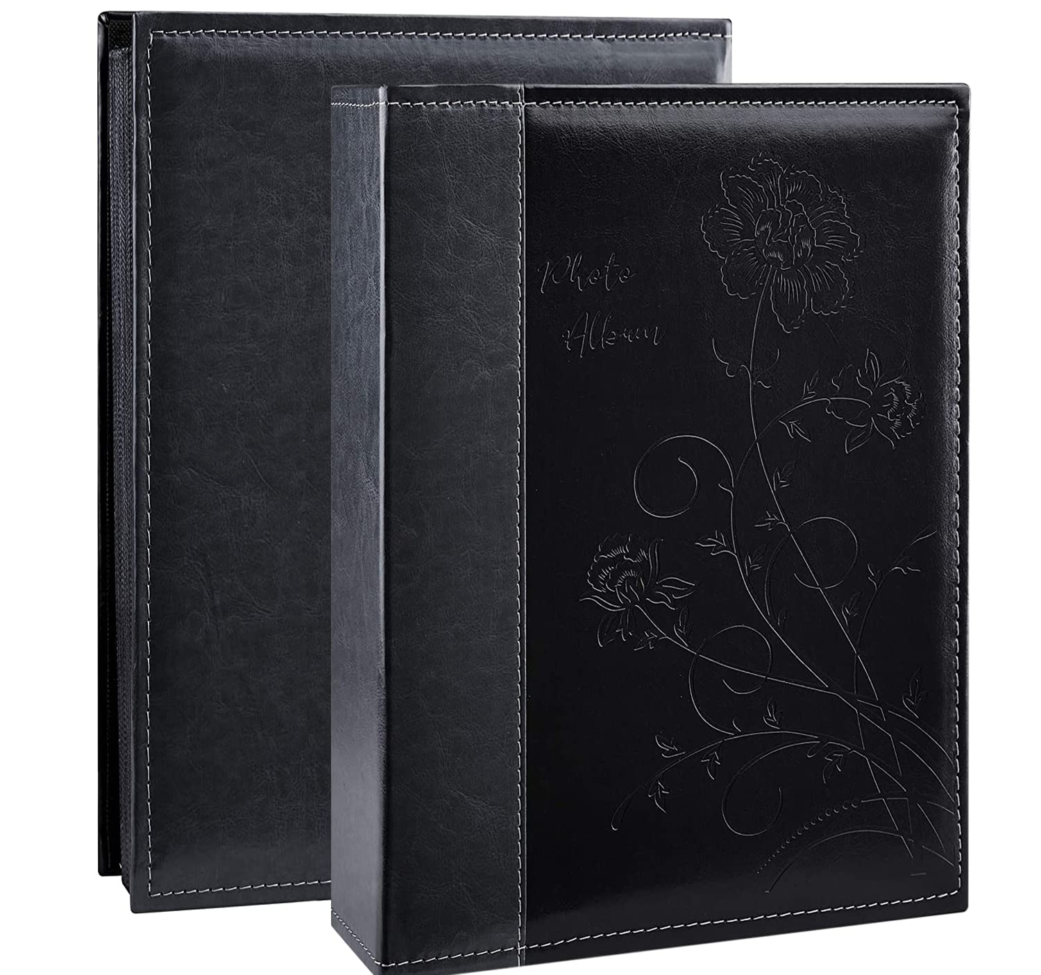 Miaikoe Photo Album 6x4 300 Photos Slip in, Extra Large Capacity Leather Cover Wedding Family Picture Albums Holds 300 Horizontal 10x15cm Landscape Photos(Black)