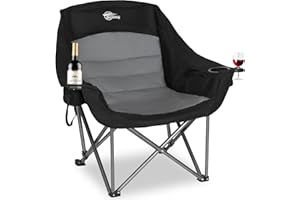 Bolosy Oversized XL Camping Chairs for Adults Heavy Duty Support 500 lbs Outdoor Folding Chairs Padded Portable Lawn Chairs Camp Chairs with Cup Holder
