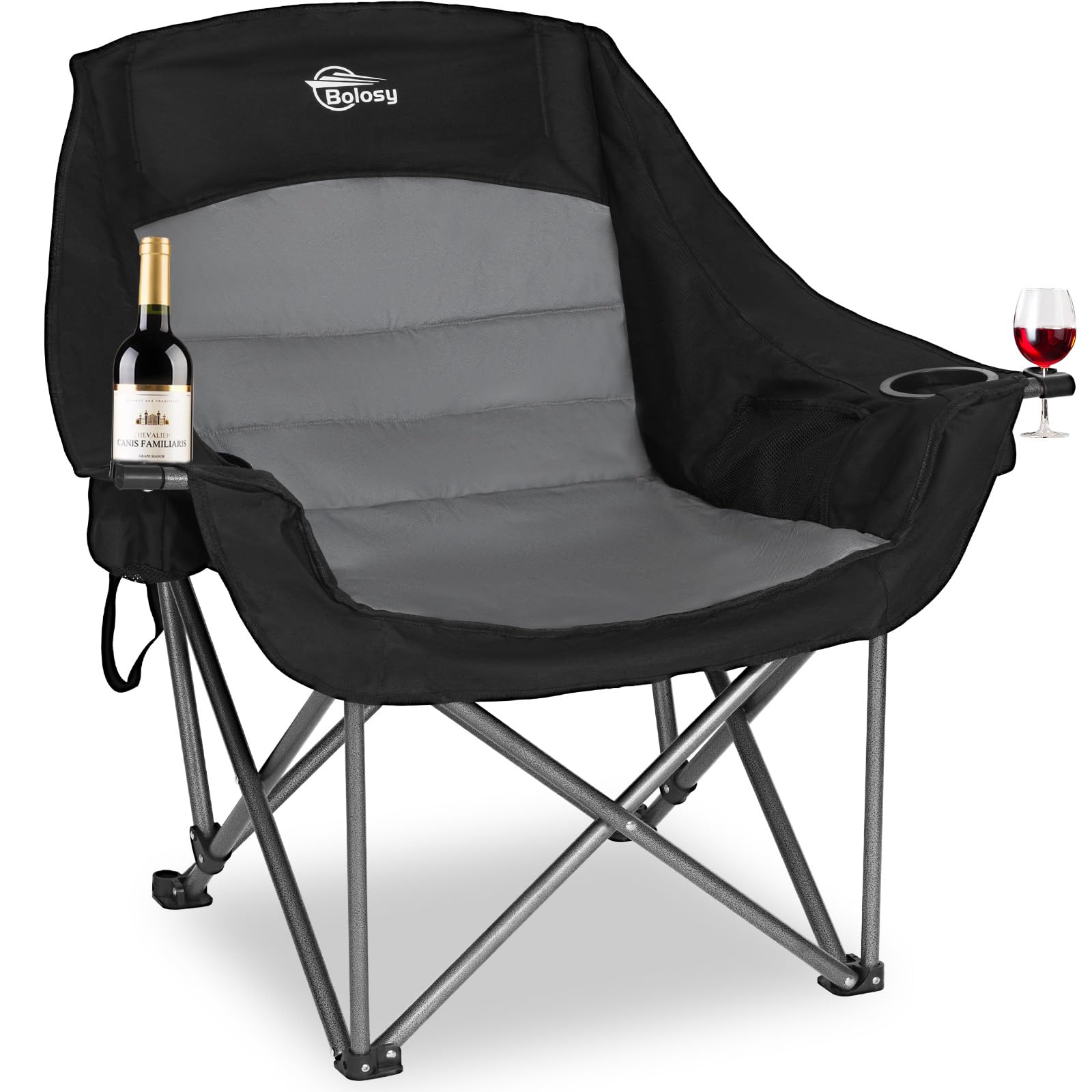 Photo 1 of Bolosy Oversized XL Camping Chairs for Adults Heavy Duty Support 500 lbs Outdoor Folding Chairs Padded Portable Lawn Chairs Camp Chairs with Cup Holder